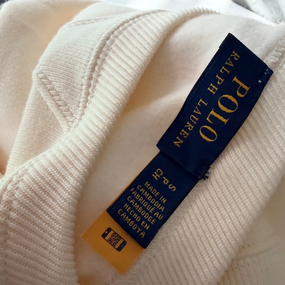 RARE Polo Ralph Lauren Cream Hybrid Sweater & Fleece Crewneck Sweatshirt, Small - Picture 14 of 16